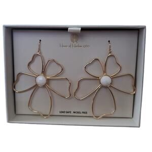 ✨ House of Harlow 1960 Oversized Flower Petal Earrings NIB | Gold Boho